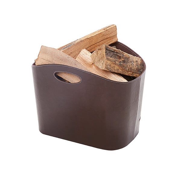 Penman Veneto Brown Faux Leather Log Basket