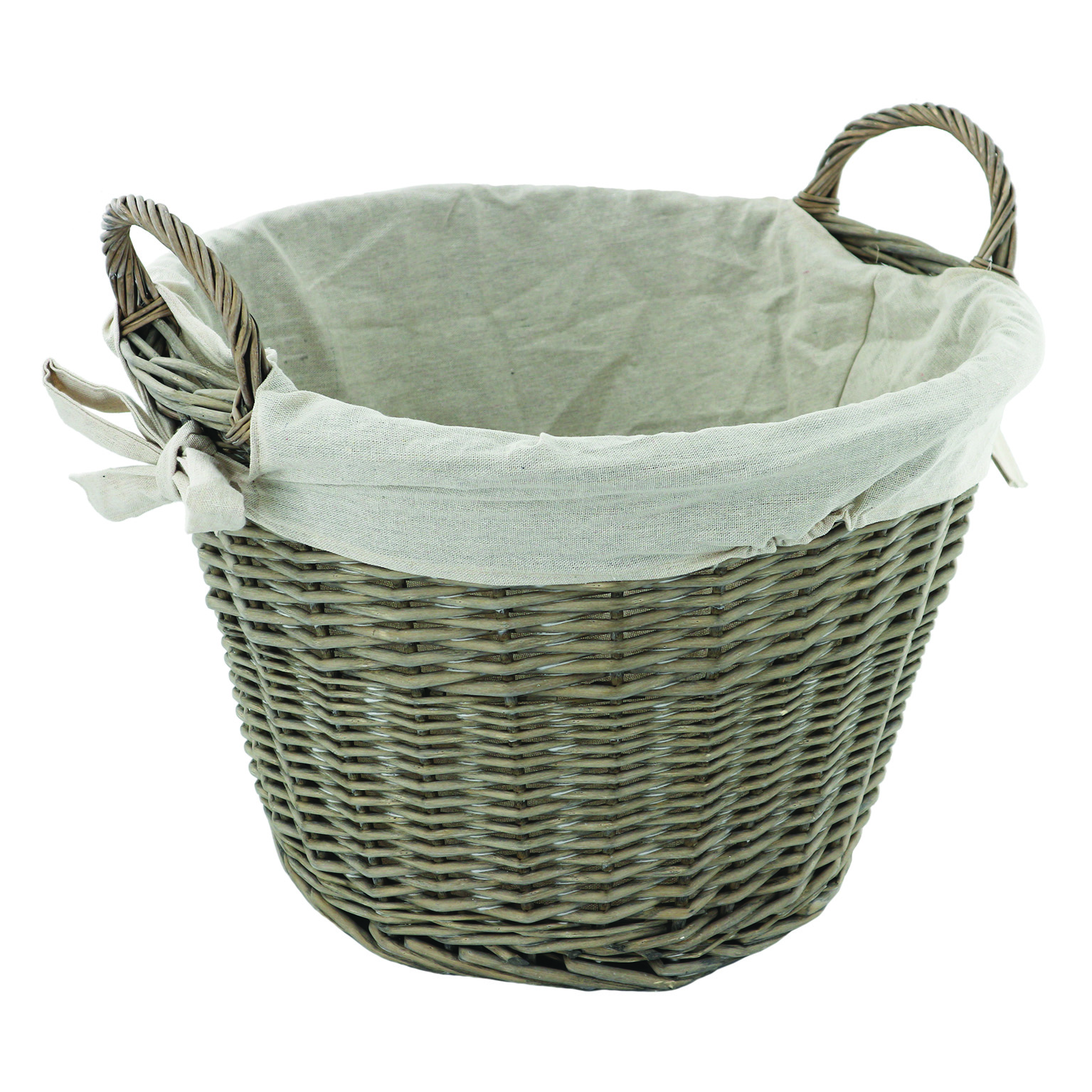 Deville Grey Round Wicker Basket with Jute Liner