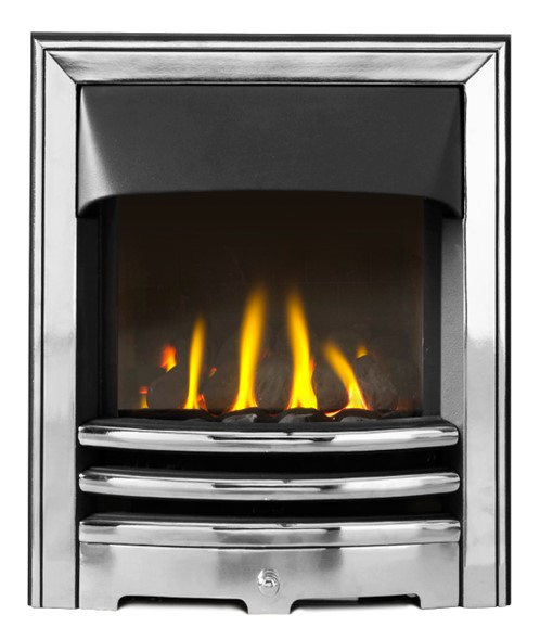EOS HE Class 1 Glass Fronted Convector Insert Gas Fire - Chrome Finish 