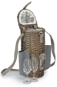 Single Bottle & 2 Champagne Glass Carrier With Shoulder Strap