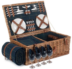 4 Person Blue Tweed Hamper
