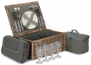 4 Person Grey Tweed Hamper