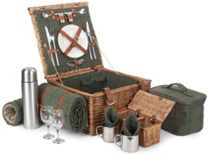 Deluxe Green Tweed 2 Person Hamper
