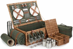 Deluxe Green Tweed 4 Person Hamper