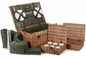Rope Handled Green Tweed 6 Person Hamper