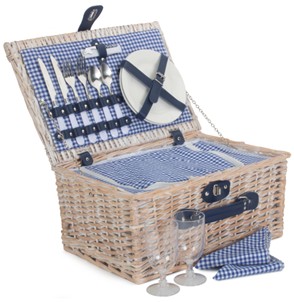 Blue & White Gingham 2 Person Fitted Hamper