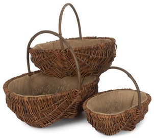 Set of 3 Oval Unpeeled Willow Garden Trug 