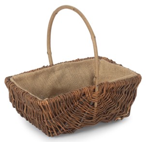 Medium Rectangular Unpeeled Willow Garden Trug With Hessian Lining