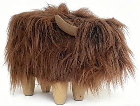 Gardeco Glen the Small Dark Brown Highland Cow Footstool