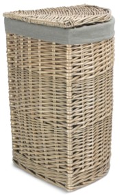 Small Antique Wash Corner Laundry Basket With Grey Sage Lining