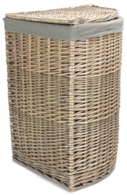 Large Antique Wash Corner Laundry Basket With Grey Sage Lining