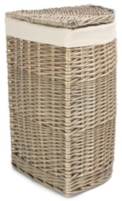 Small Antique Wash Corner Laundry Basket With White Lining