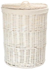 Large Round White Wash Laundry Hamper With White Lining