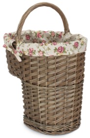 Antique Wash Stair Basket With Garden Rose Lining