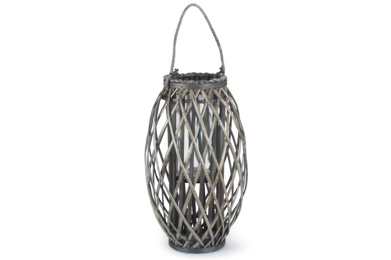 Essex Grey Wash Willow Candle Lantern