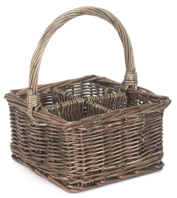 Antique Wash Square 4 Section Cutlery Basket