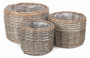 Set of 3 Round Antique Wash Planters