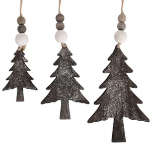 Set of 3 Hanging Glitter Christmas Tree Decorations