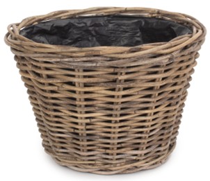 Small Tapered Rattan Round Planter With Plastic Lining