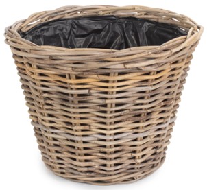 Large Tapered Rattan Round Planter With Plastic Lining