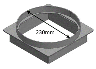 Jetmaster 230mm Round Flue Gather Adaptor