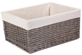 Jumbo Antique Wash Storage Basket With White Lining
