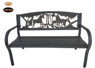 Gardeco Steel Framed Cast Iron Bench with Unicorns