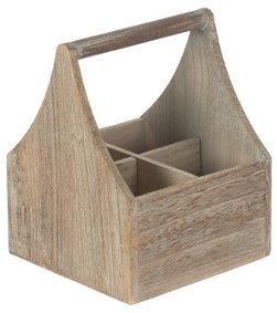 Oak Effect Square 4 Section Cutlery Holder