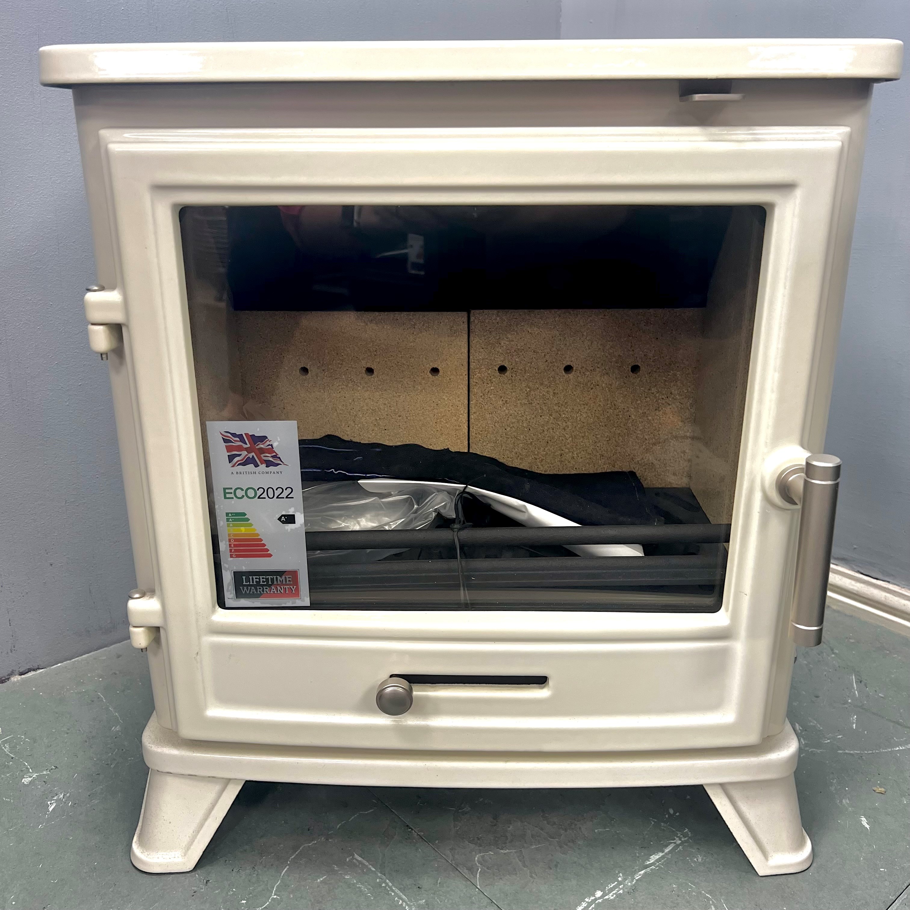 Penman Bassington Eco Multifuel Stove with Standard Legs in Warm White ** Showroom Clearance **