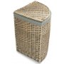 Large Antique Wash Corner Laundry Basket With Grey Sage Lining