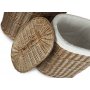 Set of 2 Antique Wash Oval Laundry Basket With White Lining 