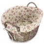 Antique Finish Wash Basket With Garden Rose Lining