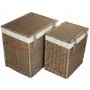 Set of 2 Boutique Antique Wash Storage Laundry Hamper With Lining 