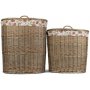 Set of 2 Antique Wash Oval Laundry Basket With Garden Rose Lining 