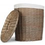 Large Antique Wash Oval Laundry Basket With White Lining