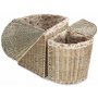 Set of 2 Antique Wash Corner Laundry Basket With Garden Rose Lining 