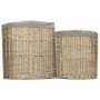 Set of 2 Antique Wash Corner Laundry Basket With Grey Sage Lining 
