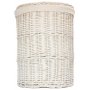 Large Round White Wash Laundry Hamper With White Lining