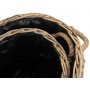 Set of 2 Rope Handled Rattan Round Planter With Plastic Lining 