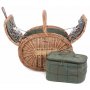 Oval 4 Person Green Tweed Hamper