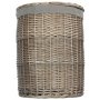 Large Antique Wash Round Laundry Basket With Grey Sage Lining