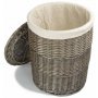 Large Antique Wash Round Laundry Basket With White Lining