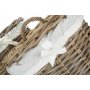 Set of 2 Round Rattan Laundry Hamper Basket With White Lining 