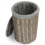 Small Antique Wash Round Laundry Basket With Grey Sage Lining
