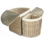 Set of 2 Antique Wash Corner Laundry Basket With White Lining