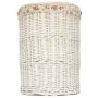 Large Round White Wash Laundry Hamper With Garden Rose Lining