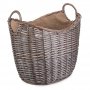 Large Scoop Neck Antique Wash Hessian Lined Log Basket