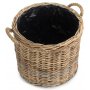 Medium Rope Handled Rattan Round Planter With Plastic Lining