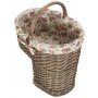Antique Wash Stair Basket With Garden Rose Lining