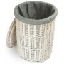 Large Round White Wash Laundry Hamper With Grey Sage Lining
